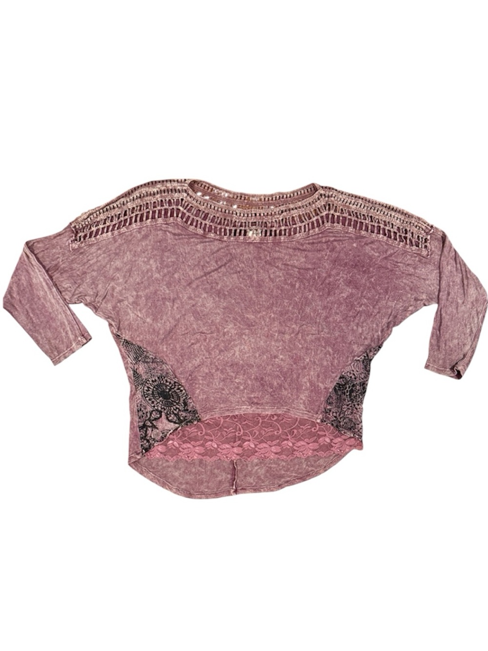 gimmicks by BKE Crochet-Trim Mauve Lace-Hem Tunic Top - Picture 4 of 10